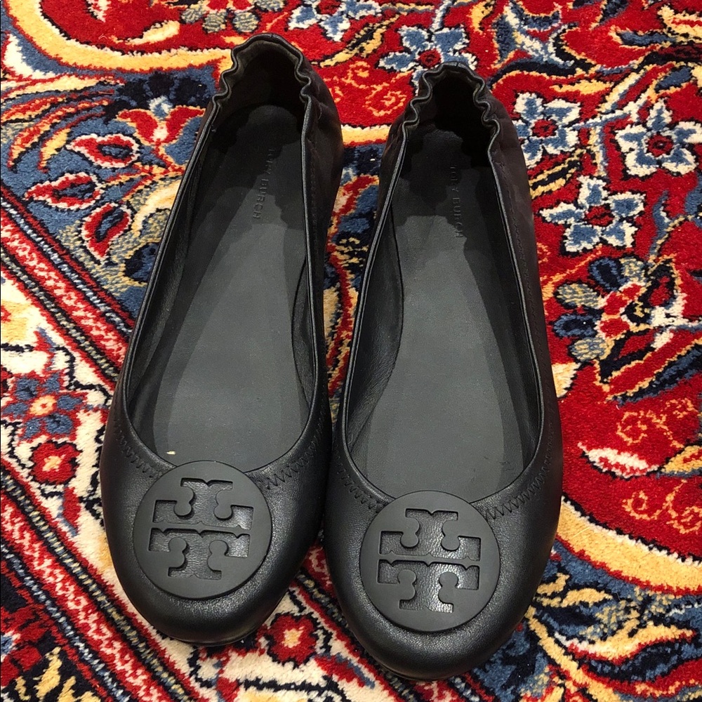 Tory Burch Black Leather Flats